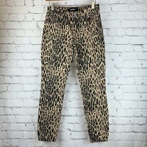Express High Rise Leopard Print Jeans - Black on Tan